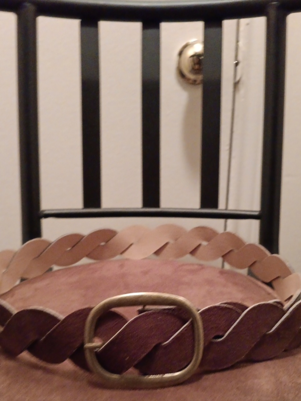 Braided Leather Belt with Antique Brass Buckle - Brown & Tan